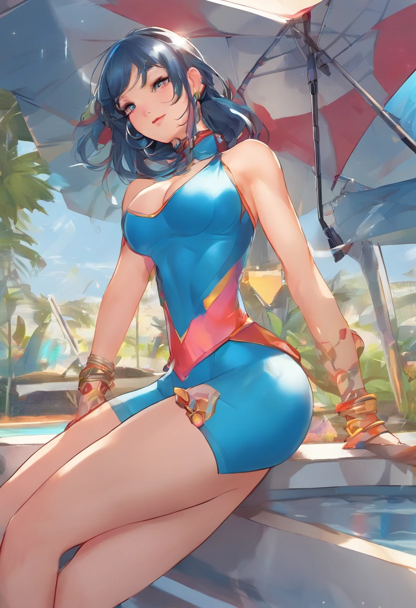 NSFW:1.4、masterpiece、top-quality、hightquality、high-detail、hight resolution、high details、lensflare、Ray traching、high quality texture、high quality shadow、Beautiful in detail、Detailed Detailing、Detailed texture、realistic representation of face、Realistic and colorful、Delicate、Cinematic lights、side lights、foco nítido、(1 adult female:1.3)、(intricate-detail、make - up、pureerosface_v1:0.5)、(Detailed beautiful delicate face、Detailed beautiful delicate eyes、Perfect facial proportions、Detailed skin、enticing、large chest directed upwards、Skinny and skinny)、(Thoracic protrusion:1.4)、(see -through:1.4)、Water wetting、Grabbing the buttocks、Water leakage、swim wears、high legs、Beautiful bangs、poneyTail、arch your spine、Protruding hips、drawing knee up、apart knees、Kneeling、swimming pools、wrist watch、a necklace、piercings