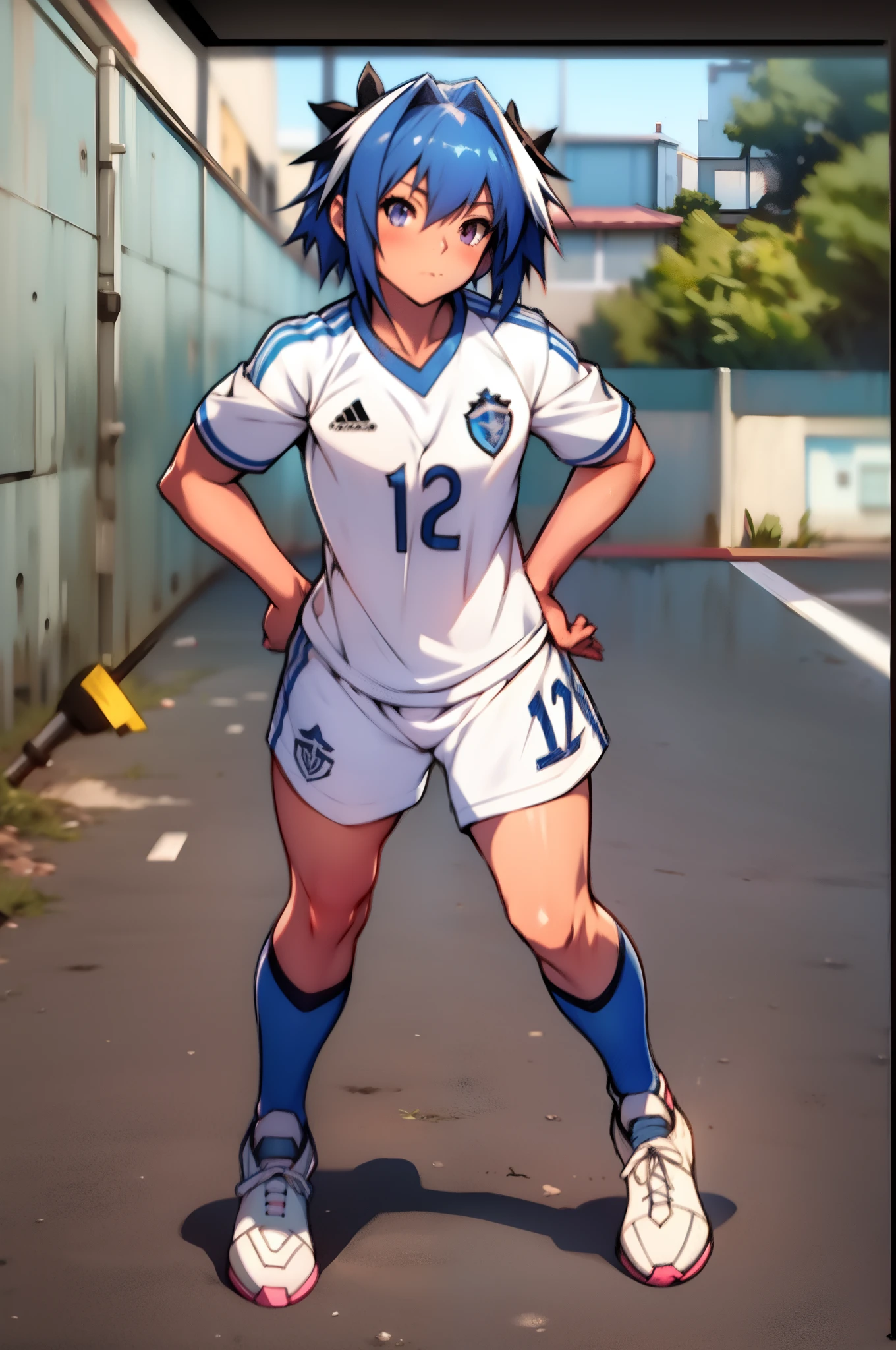 (blue hair), anime girl, fate astolfo, soccer uniform