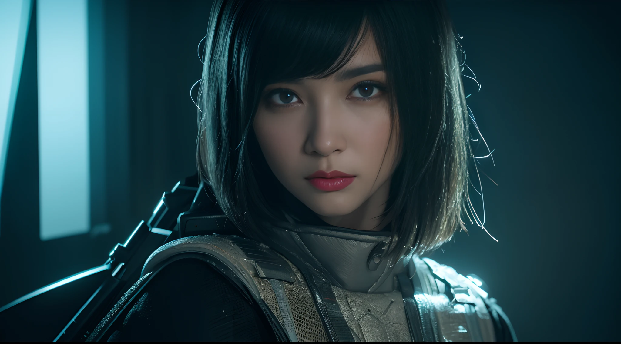 3D, A beautiful cyberpunk female image,hdr(HighDynamicRange),Ray traching,NVIDIA RTX,Hyper-Resolution,Unreal 5,Subsurface scattering、PBR Texture、post-proces、Anisotropy Filtering、depth of fields、maximum definition and sharpness、Many-Layer Textures、Albedo e mapas Speculares、Surface coloring、Accurate simulation octane rendering of light-material interactions、Two-colored light、largeaperture、Low ISO、White balance、the rule of thirds、8K raw data、blackstockings