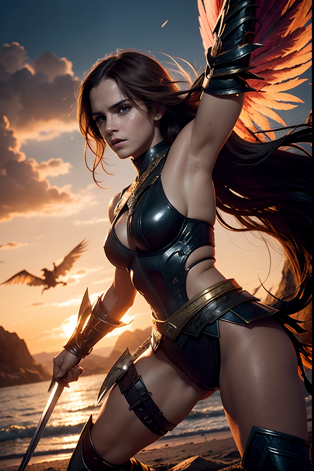Jennifer Connelly linda, close to an active hawk, Oil Wet Body, big ass oil sticky, coxas largas musculosa, medium breasts, cabelos curtos com corte estiloso, {Open legs action, espalhando a vagina}, melhor qualidade, alta qualidade, 16K, high resolution, imagem bem detalhada, (Rica em detalhes).