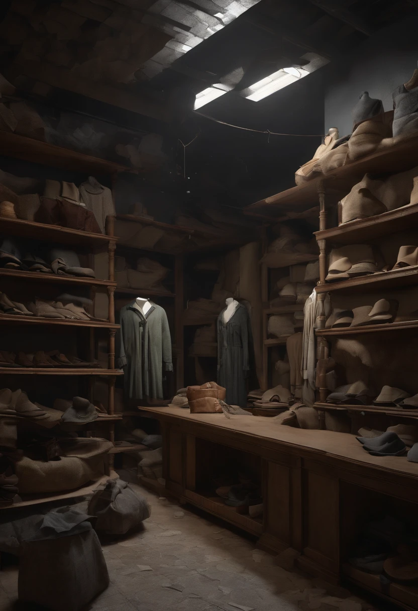 Up Next, an HD representation of a 3D model of buildings, with an isometric view from inside an abandoned clothing store in the middle of the night. Image shows a right angle of 45 degrees and a gray background. Despite efforts to pay attention to detail, The atmosphere is gloomy and desolate, more typical of a horror movie. Global illumination and reality illumination combine, pero solo resaltan el caos y la decadencia de la escena, creada con Unreal Engine y Substance 3D.

The clothing store is in a sorry state, con prendas y accesorios esparcidos por todo el suelo y una capa de suciedad que lo cubre todo. The shelves are broken, and mangled mannequins add to the sense of abandonment. Cobwebs hang from the ceiling, creating an even more unpleasant image. In a corner of the store, una persona lucha por limpiar el desorden, pero su esfuerzo parece en vano, ya que la escena nocturna se mantiene opresiva y desalentadora.