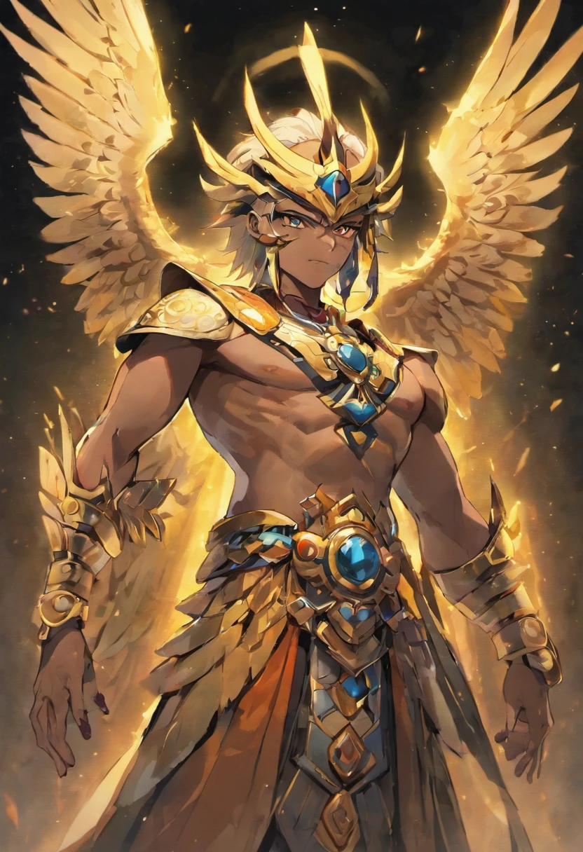 Create the image of the god Horus, God with the head of a hawk and the body of a man, deus forte e poderoso do antigo egito