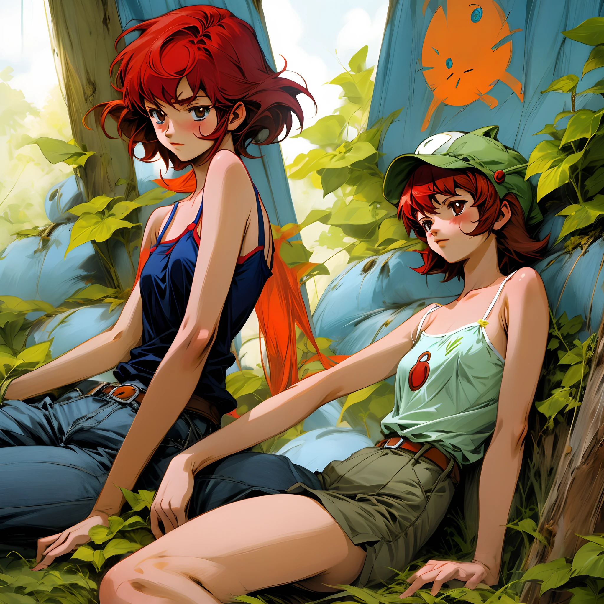 Nausicaa 20yr old Ghibli style camisole redhair