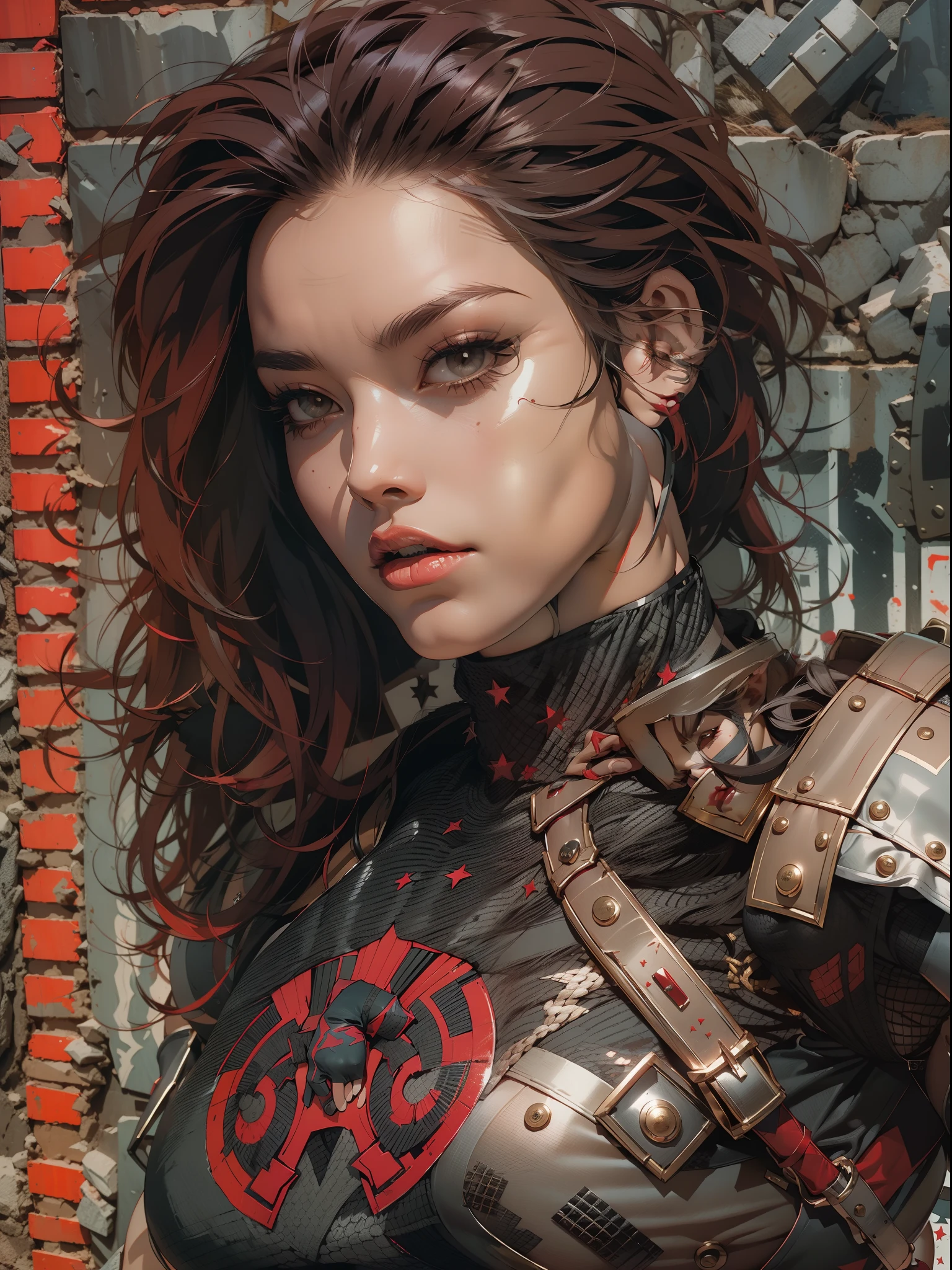 Epic realistic, woman, bodypainting with red oil paint, dark atmosphere, (color explosion:1.2), no bra, color splash, Lightroom, natural, perfect, raw, intricate, high quality, mamiya, exposure mixing, (dark shot: 1.22), neutral colors, (HDR: 1.4), (muted colors: 1.4), (complicated), (ArtStation:1.2), hyper-detailed, dramatic, intricate details, (Technicolor:0.9), (rutkowski:0.8), cinematic, detailed --auto --s2