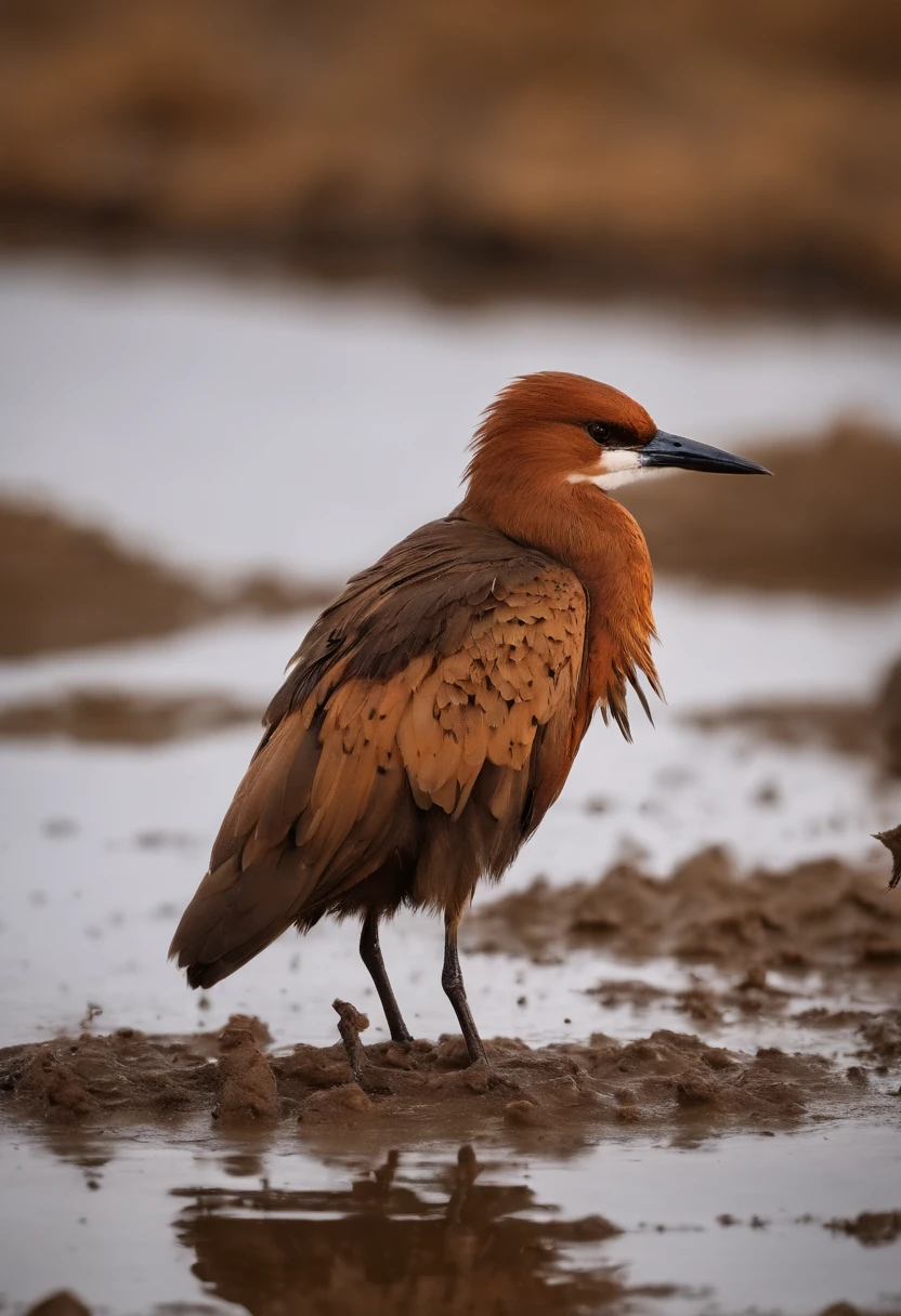 birds covered in mud and oil in a polluted lake