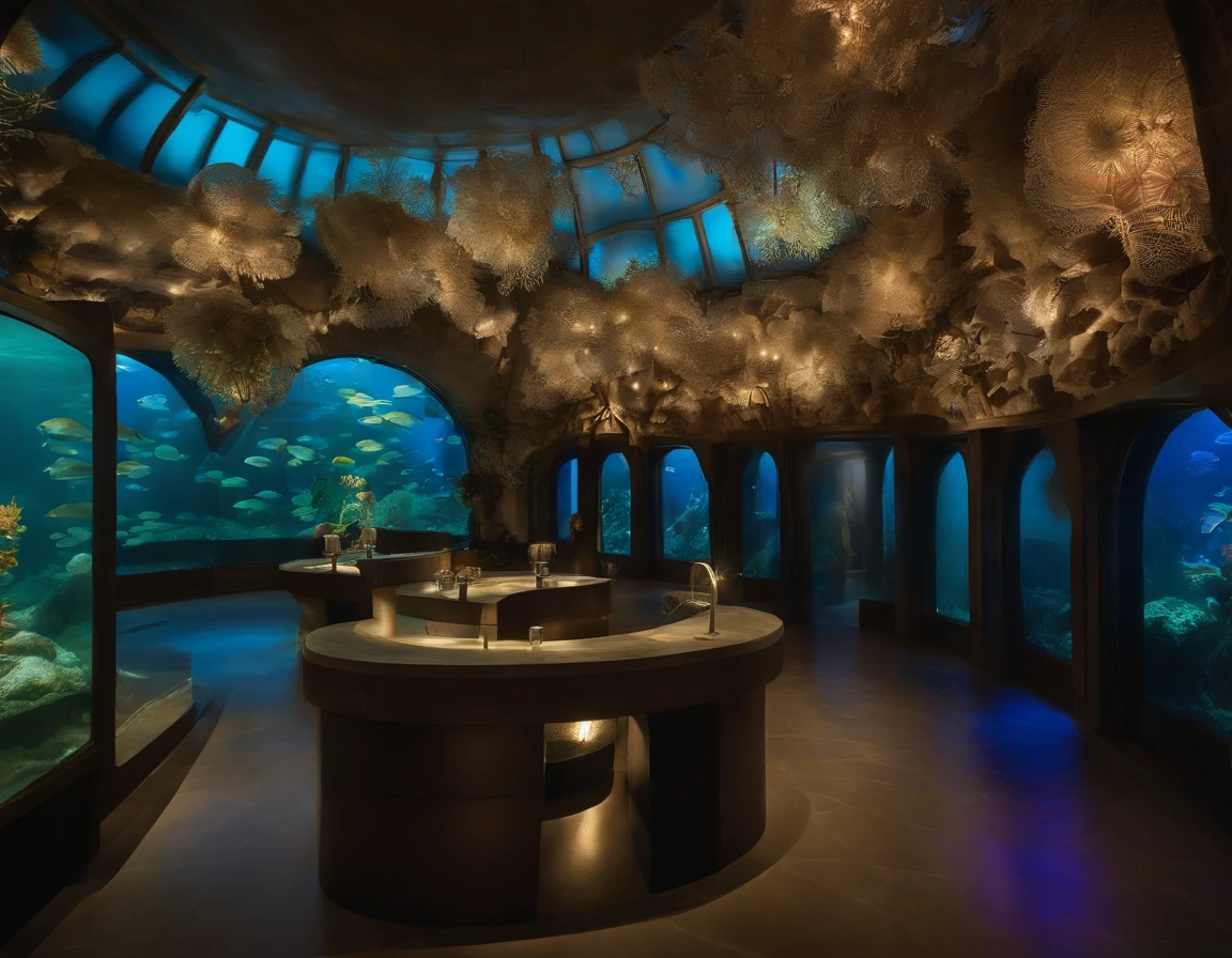 /imagine prompt: An enchanting underwater city inhabited by sea turtles, the museum made of ancient coral structures with sea anemones as decorative elements, soft bioluminescent lighting creating an ethereal ambiance, Photography, DSLR camera with macro lens, --ar 16:9 --v 5