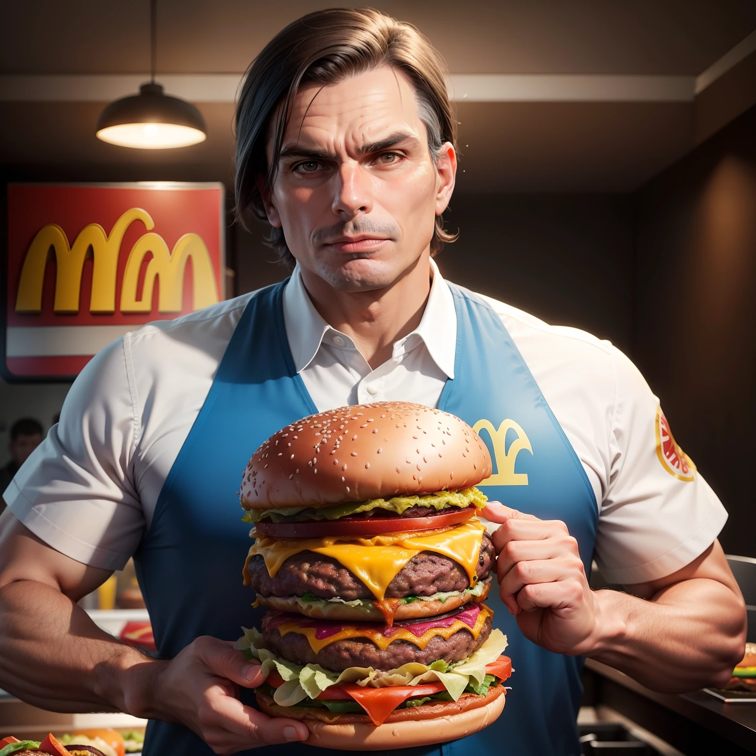 Bolsonaro com uniforme do McDonald's, (((Making Burger))), Imagem centralizada