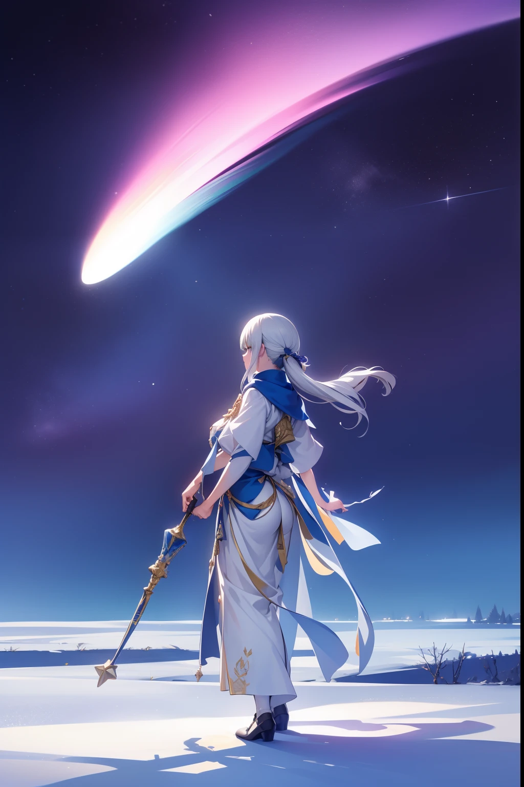 (best quality, ultra-detalhado), com um arco e flecha:1.1, Aiming from a distance, night sky, estrelas brilhantes, Tiro com arco, Floresta, luar, forza, precision, determination, aventura, foco, tranquilidade, anticipation, Tesouros escondidos, magical aura, ethereal atmosphere, Montanhas majestosas, crisp air, vaga-lumes piscando, Silence, Thrill of the hunt, movimentos graciosos, delicate hands, flowing hair, sombras ao luar, brilho suave, beleza celestial, paisagem imersiva, caminhos ocultos, Raio de luar, Floresta Encantada, Estrela cadente, setas brilhantes, Suspended animation, Atemporalidade.