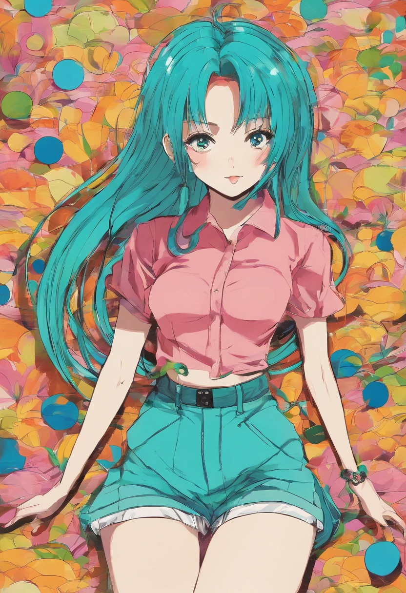 Bulma with very very long hair wearing a miniskirt and high heels shoes. Very very long hair.