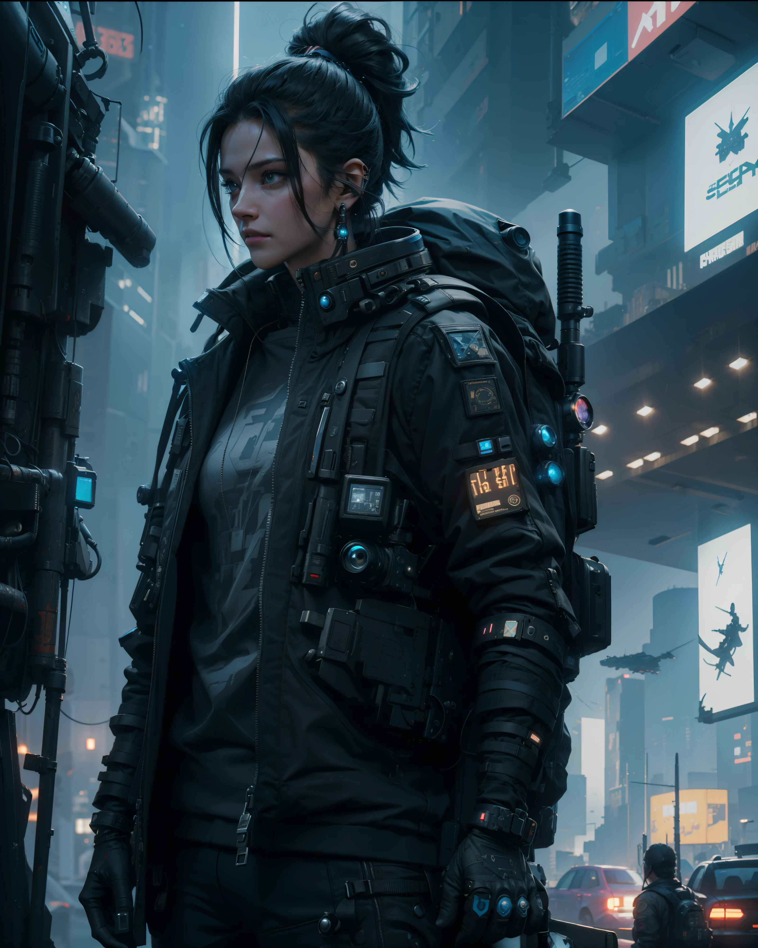 Hyperrealistic, Unreal engine, 3d, (Medium Shot), (Cyberpunk Army Signals Core), Cyberpunk Meta-Gnome Soldier wearing HighTech Communication Devices, (Cyberpunk Satellite Phone), (Long Antena from backpack), (Holding) a Scifi (Satellite Phone), in the Holographics Hyperspace Metaverse 50mm, Ray Tracing, UHD