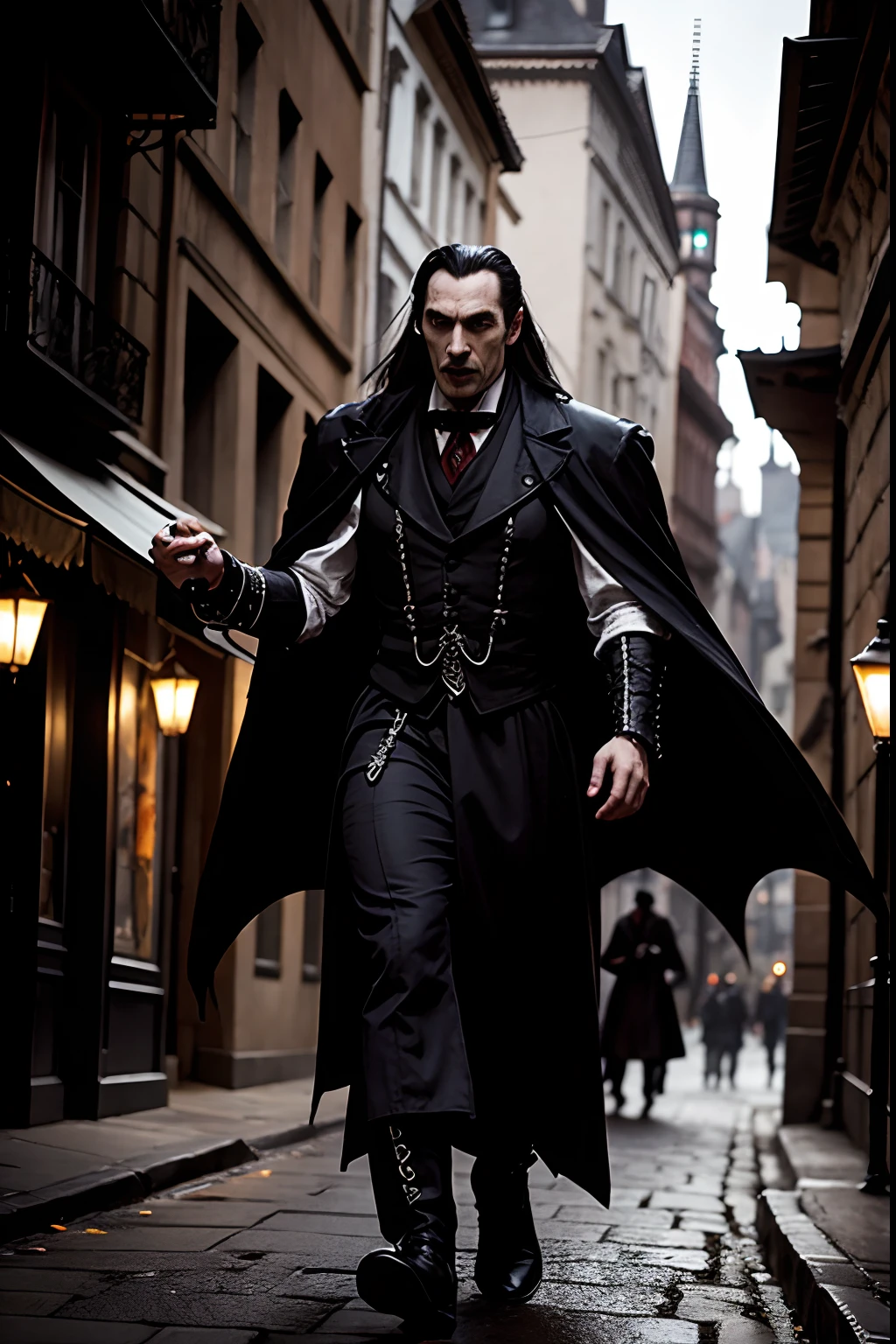 Dracula slaves in the streets, gothic, highly detailed, hyper maximalist, very detailed, high contrast, cinematic lighting