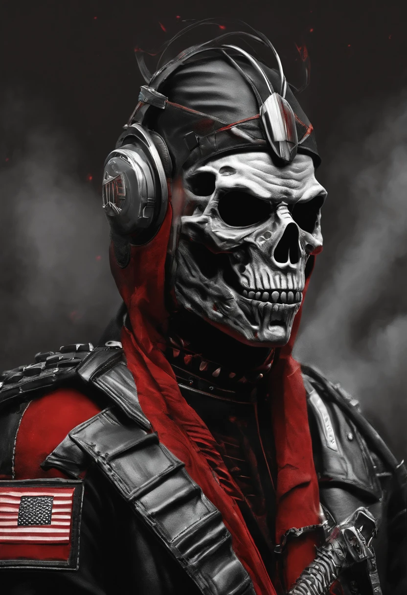 Football team shield, with red and black colors, with a red skull on the shield and the name written Red Skull