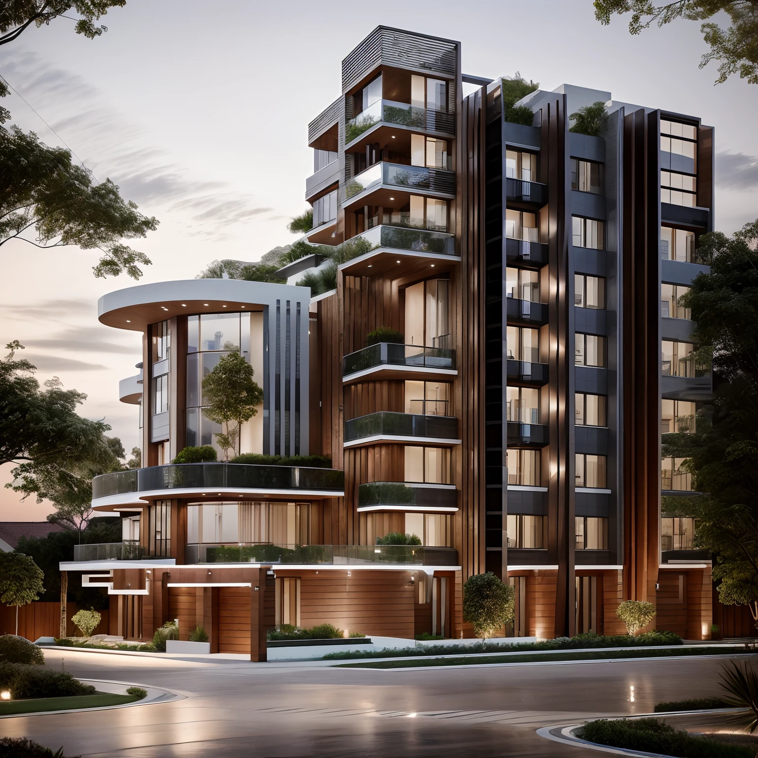 Modern Villa, Construction, front, architecture, Bricks and metals, House photo, architecture, A beautiful, 巨作, Best Quality, A highly detailed, Realistic, Realistic Photos, 8k, sharp focus