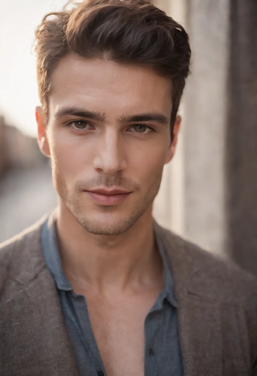Ombres sensuelles: The enigmatic handsome man look - Immerse yourself in sensual shadows with an extreme close-up that highlights striking eyes and short, curly brown hair, (shaven:1.3). The mastery of light and shadow adds depth to its masculine aspect in this dramatic composition... Captured with a Fujifilm GFX 100S and a Fujinon GF 63mm f/2.Objectif 8 R WR --ar 9:16 --s 350 --c 10 --style brut