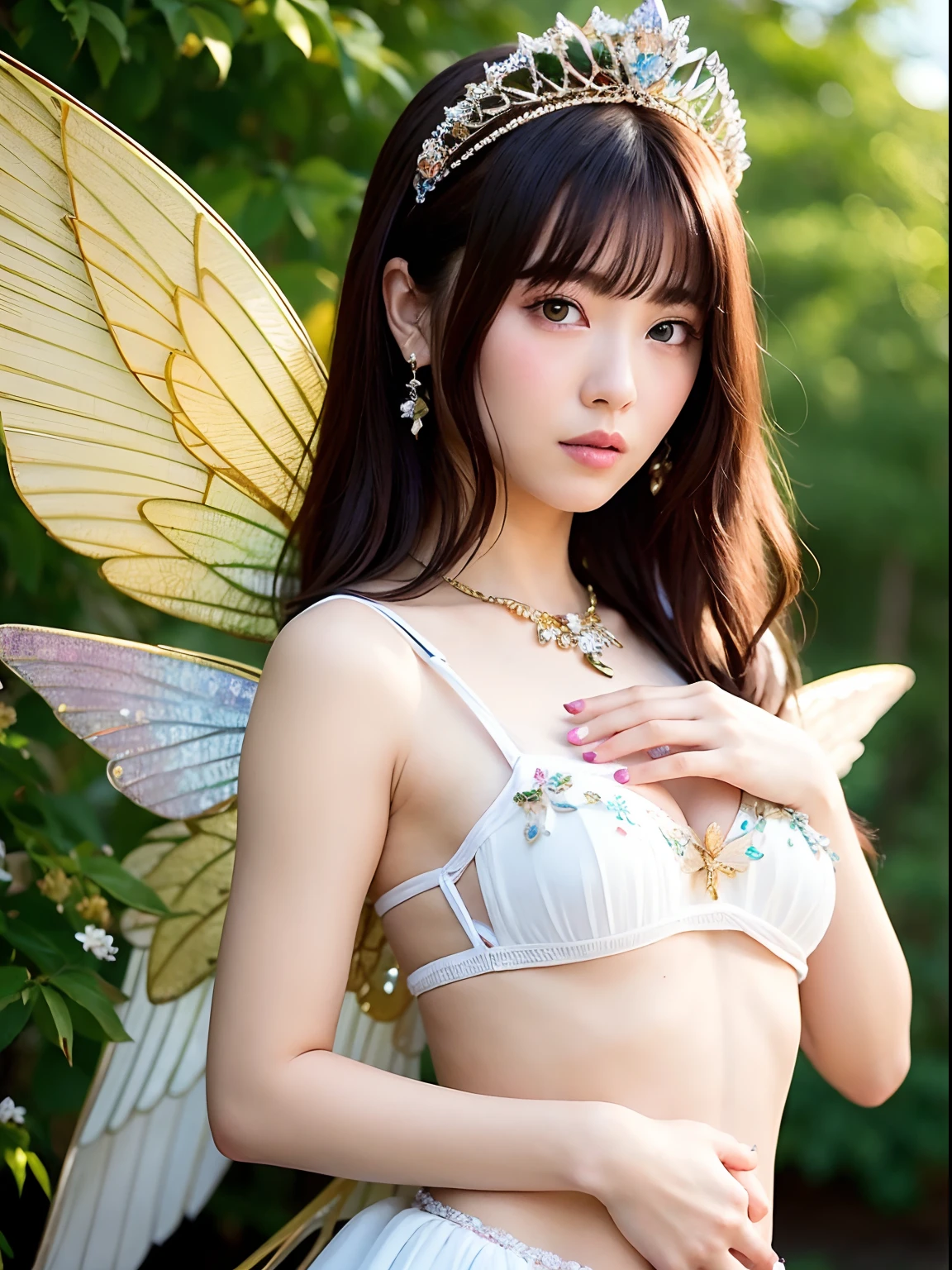(Are pregnant), Professional , masterpiece、top-quality、photos realistic , depth of fields 、(Particles of light)、(Gemstone Flower Metal Body:1.4),(Matte White、Fairy of Light、Particles of light、Jewel Gold Weapon、(Particles of light)、(Gorgeous castle background)、(ultimate beauty girl)、(Flower rainbow fairy wings grow)、(Jewel Flower Metal Body:1.4),Gorgeous Jewel Metal Weapons , Detailed Sword of the Brave ,( a blond) ,warhammer 40k ,((Floral Micro Bikini))、Particles of light、(Beautiful flower garden background)、(Particles of light)、 adepta sororitas,Detail and ornate jewel crown、2guys、Brown hair、(Gangle's forest background)、Beautiful Caucasian beauty、dynamic ungle,(((Diamond tiara with detail and luxury)))、a small face、Powerful poses、(Gorgeous castle background)、huge filesize、20 year old beautiful woman、Thin female fingers、Straight long hair、Beautiful Caucasian beauty、Valley、Fairy of Light、Particles of light、
