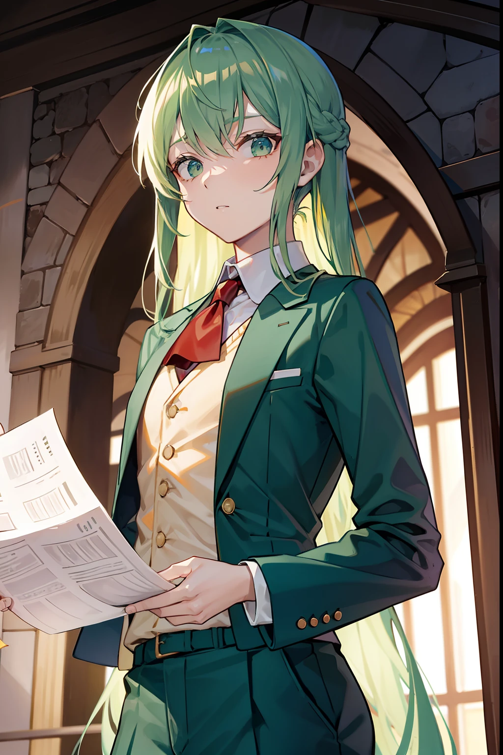 blazers The shirt slacks lowfers Green long hair male people twinks {{ember}} Inside the castle Have documents Narrow-eyed