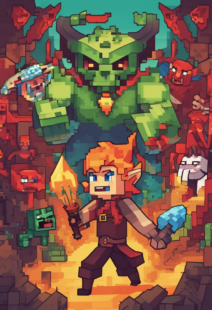 An elf fights a demon