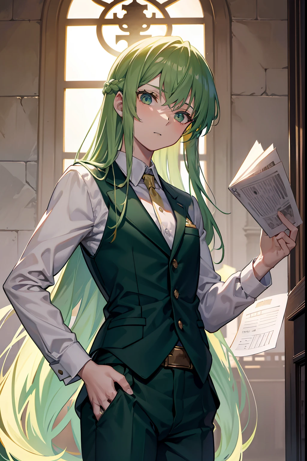 blazers The shirt slacks lowfers Green long hair male people twinks {{ember}} Inside the castle Have documents Narrow-eyed