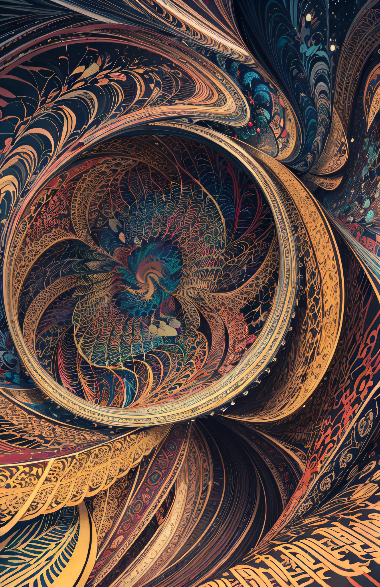 Arte Oficial, Unity 8k papel de parede, ultra detalhado, Beautiful and Aesthetic, master part, best quality, (Zemaranhar, mandala, emaranhado, emaranhar), (Arte Fractal:1.3) , 1Mulher, extremamente detalhado, Dynamic angle, tiro de cowboy, A mais bela forma de caos, elegante, um brutalista projetado, cores vivas, Romantismo, Atmospheric, ecstasy of musical notes, streaming musical notes visible