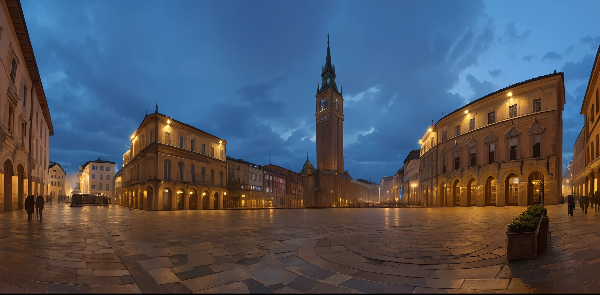 (masterpiece: 1.3), a photo of a city square of the future, postapocaliptic scenario, distopic, dramatic sky