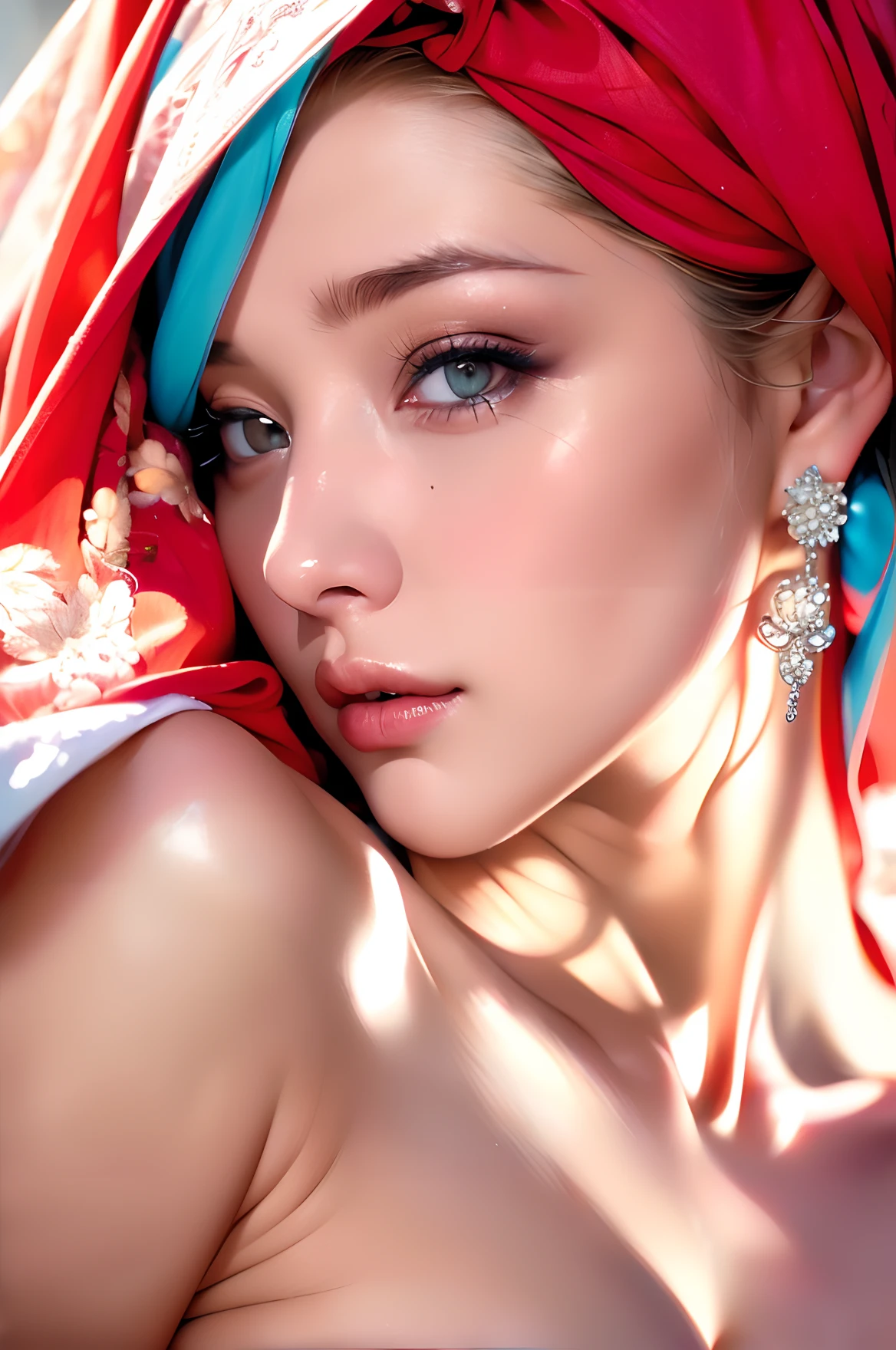 ((best quality)), ((ultra res)), ((photorealistic)), (intricate details), 19 years old, blonde hair, perfect face, make up:1.5, light on face, face detail, NAKED, short hair,