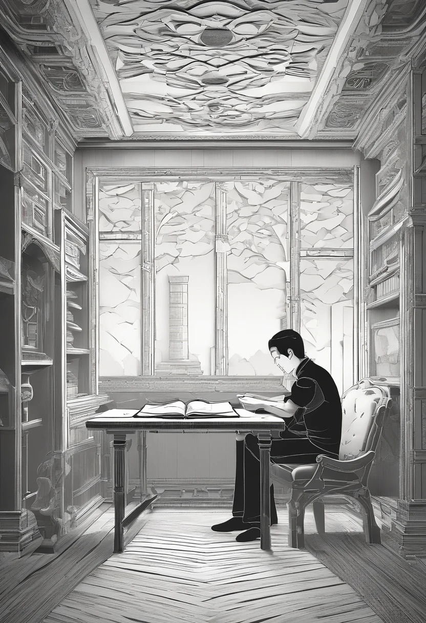A depressed man writing a diary in his room