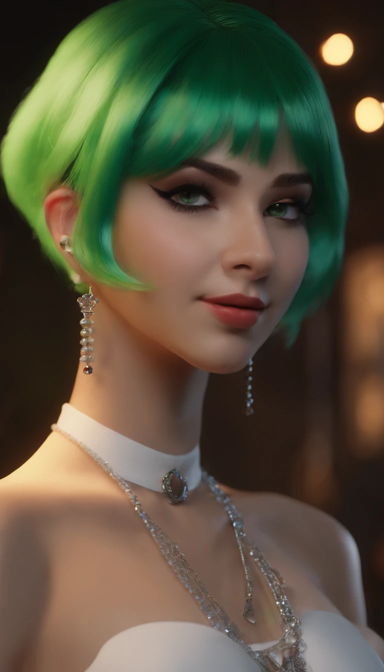 best quality, fnafroxanne, furry female, body fur, makeup, wolf ears, wolf tail, crop top, big breasts, purple lipstick, collar, spikes, jewelry, ear piercing, bracelet, yellow eyes, detailed eyes, 3DMM, gray hair, green hair, huge tits, (nsfw 5), ahegao