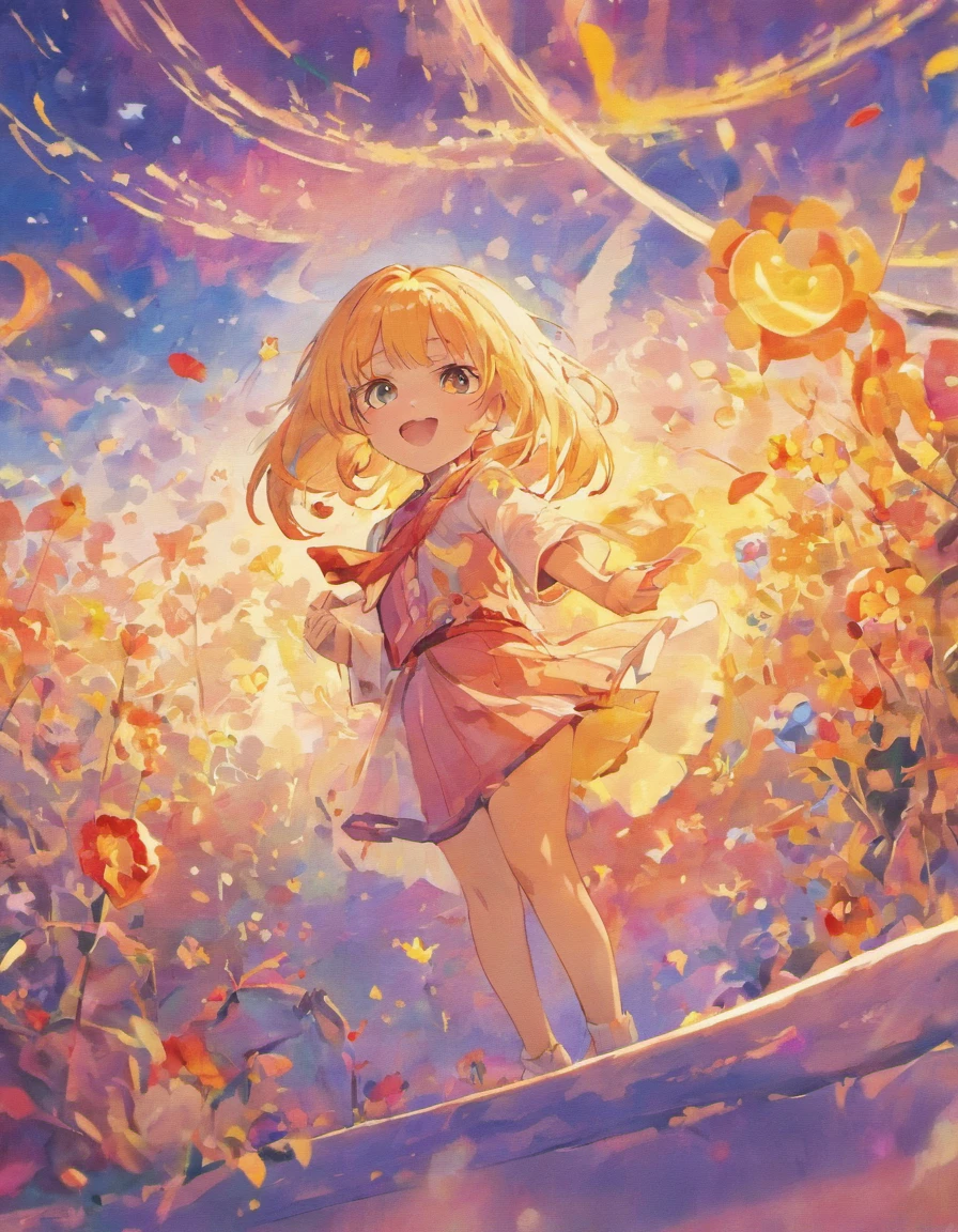 Cats（（Stay with the cat１.５））、full body Esbian、girl with、Longhaire（（rainbow-colored hair））
(PastelColors:1.5)、(Cute illustration:1.5)、(watercolor paiting:1.2)、Sun flower、blue-sky