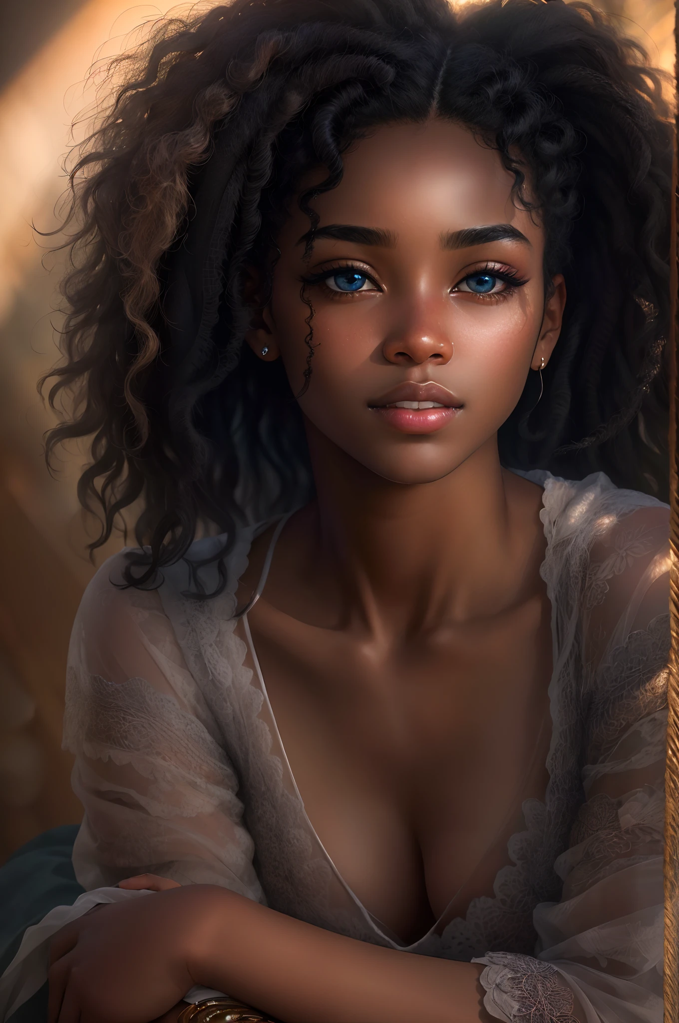 8k portrait of photo of beautiful black girl, black hair, full body, realistic, natural skin, soft sunlight, textured skin, intricate, elegant, highly detailed, majestic, digital photography, (masterpiece, sidelighting, finely detailed beautiful eyes: 1.2), hdr,