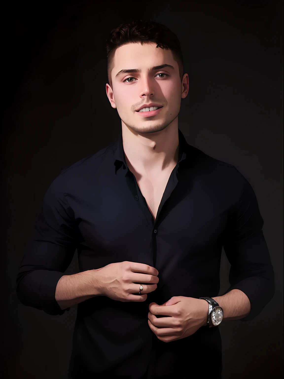Homem de camisa preta posa para foto, Raphael Personnaz, Vitaly Bulgarov, Alexey Gurylev, Jacob Gazmercik, Andrei Riabovitchevy, Nikolay Georgiev, Maxim Shirkov, Kacper Niepokolczycki, Jakub Rebelka, vestindo uma camisa preta