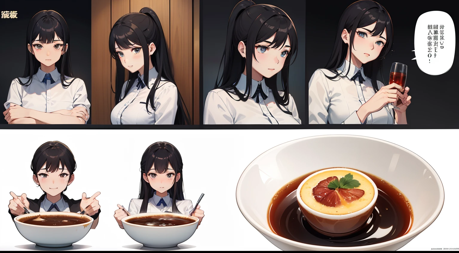 comic strip,A cup of Luckin coffee,A glass of Kweichow Moutai wine,antigravity,The art of splashing,Detail enhancement,8K,super-fine,concept-art