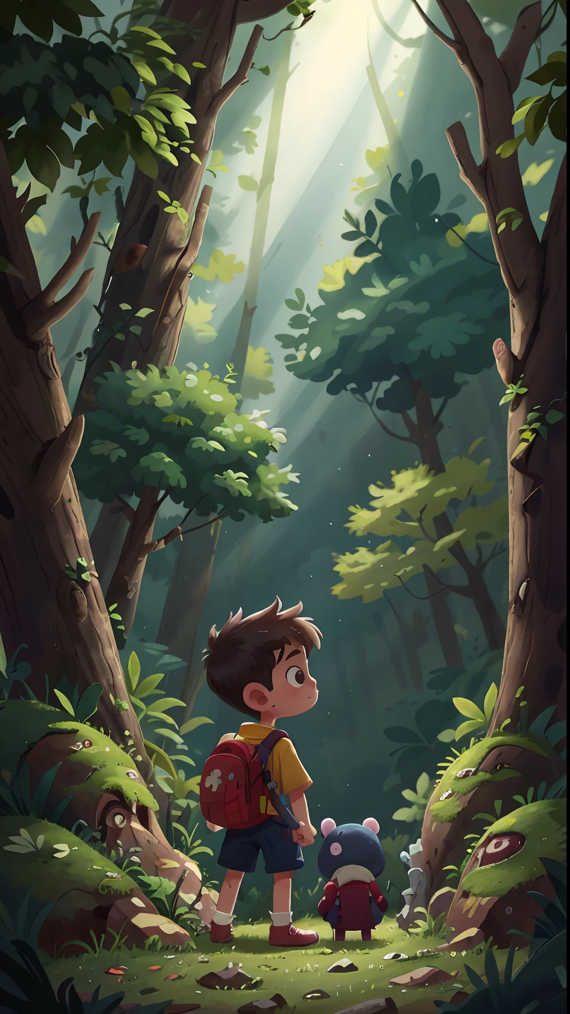 rager, alone, ??? lucas, One day, the sun was shining in the sky and the air was fresh and inviting. Lucas's parents lovingly warned him not to enter the mysterious forest that was next to their house. They explained that the forest was full of unknown secrets and that it could be dangerous for a boy like him.His parents are concerned about his lack of obedience.