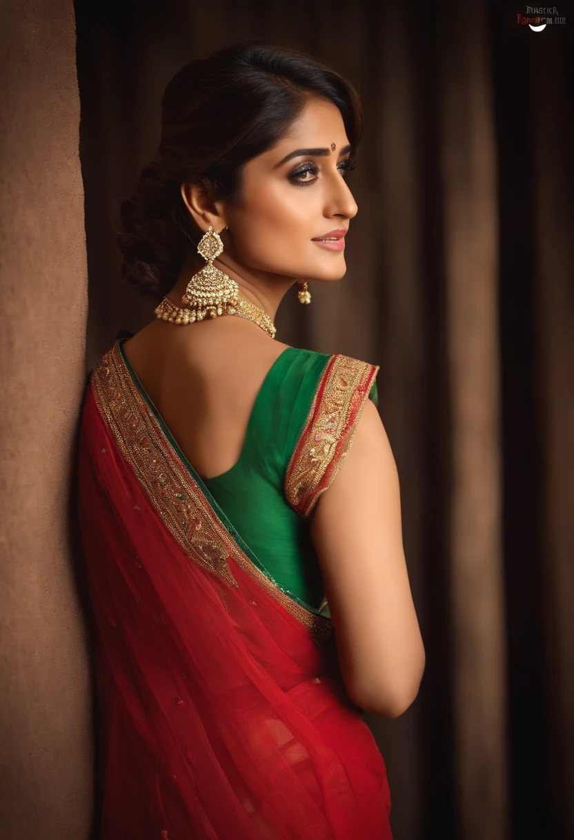 ileana d'cruz with sari, proper bengali look, red tika, no jewellery, bong look,