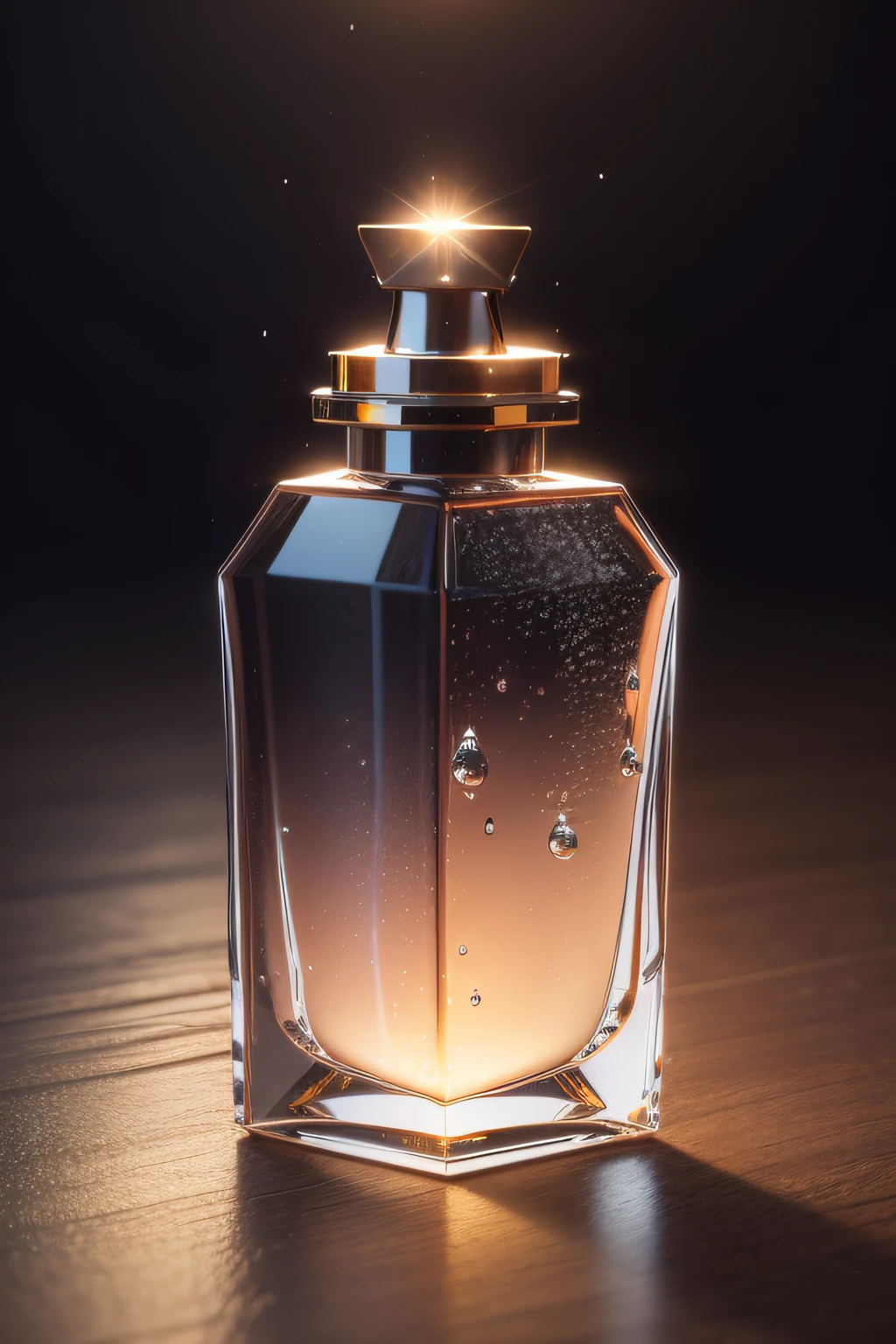 (best quality,3D product rendering,highres,ultra-detailed,realistic),perfume bottle,water droplets,studio lighting,product photography,product mockup