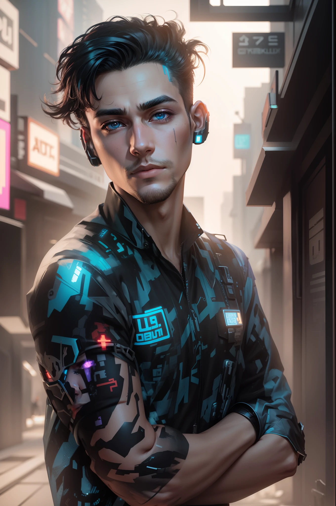 Change background cyberpunk handsome boy realistic face, ultra realistic