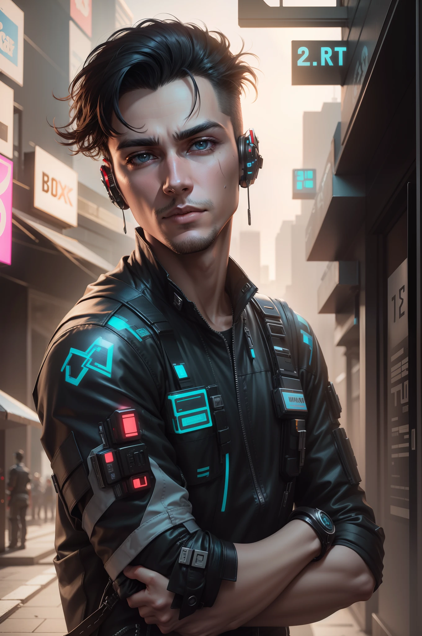 Change background cyberpunk handsome boy realistic face, ultra realistic