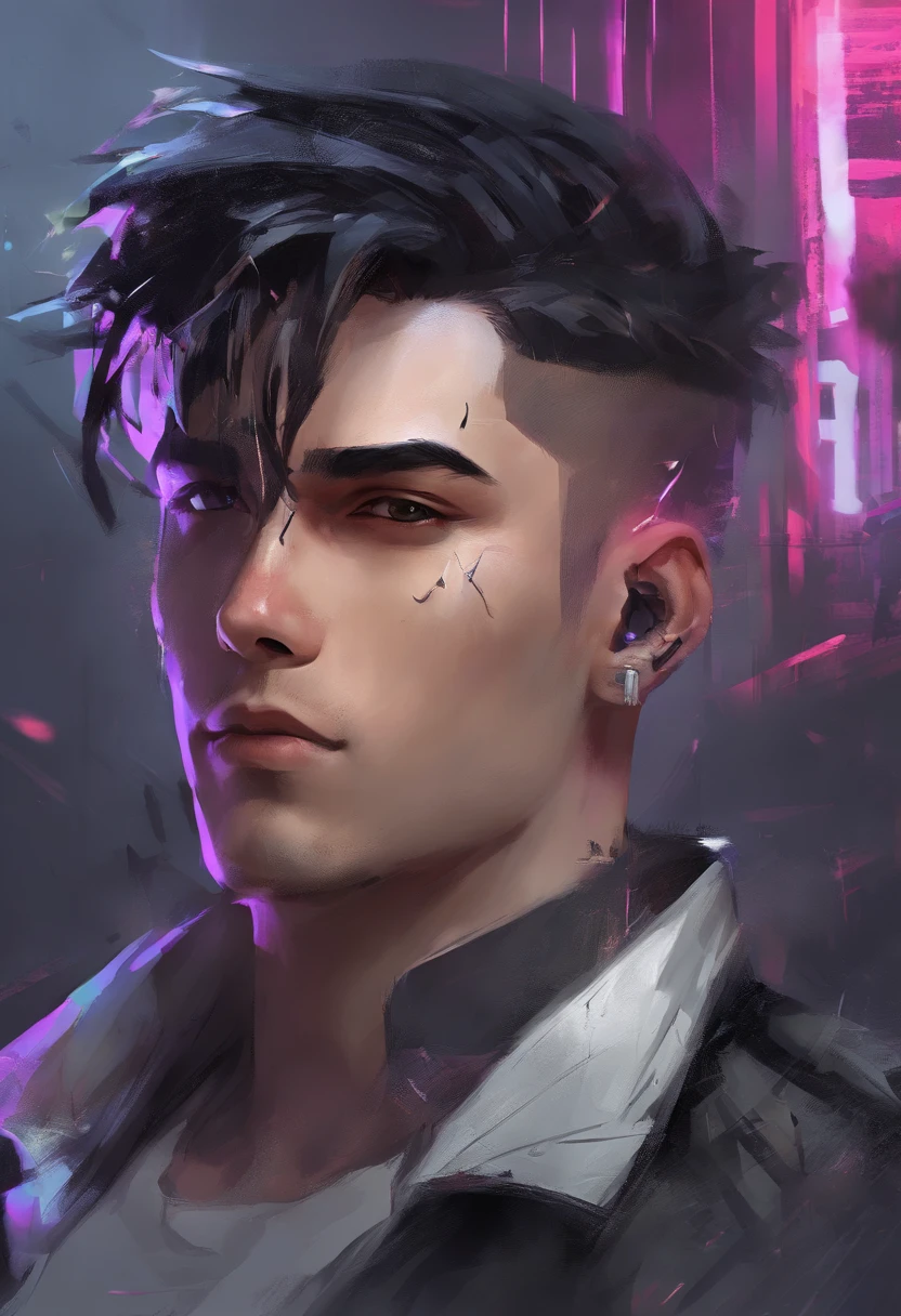 Change background cyberpunk handsome boy, realistic face, 8k, ultra realistic,