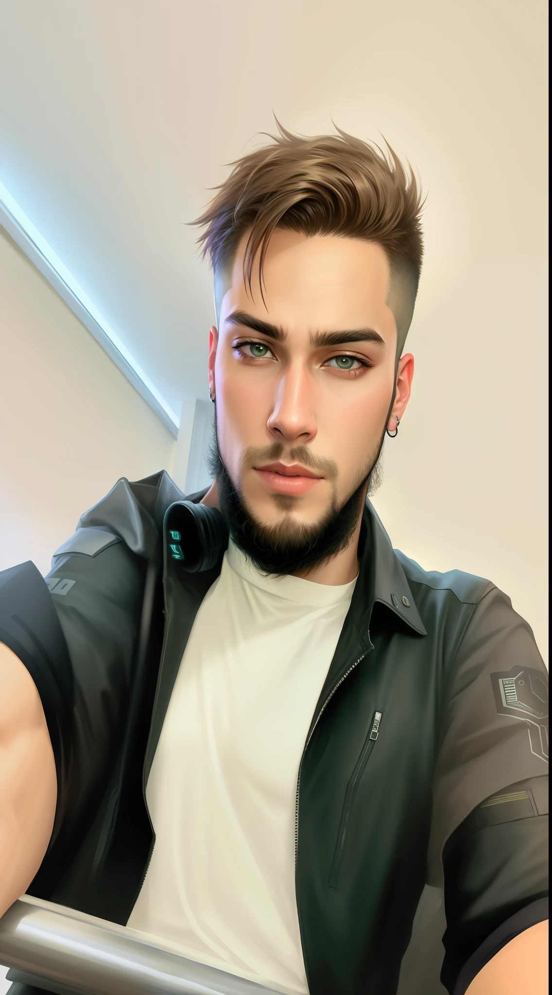 Change background cyberpunk handsome boy, realistic face, 8k, ultra realistic,