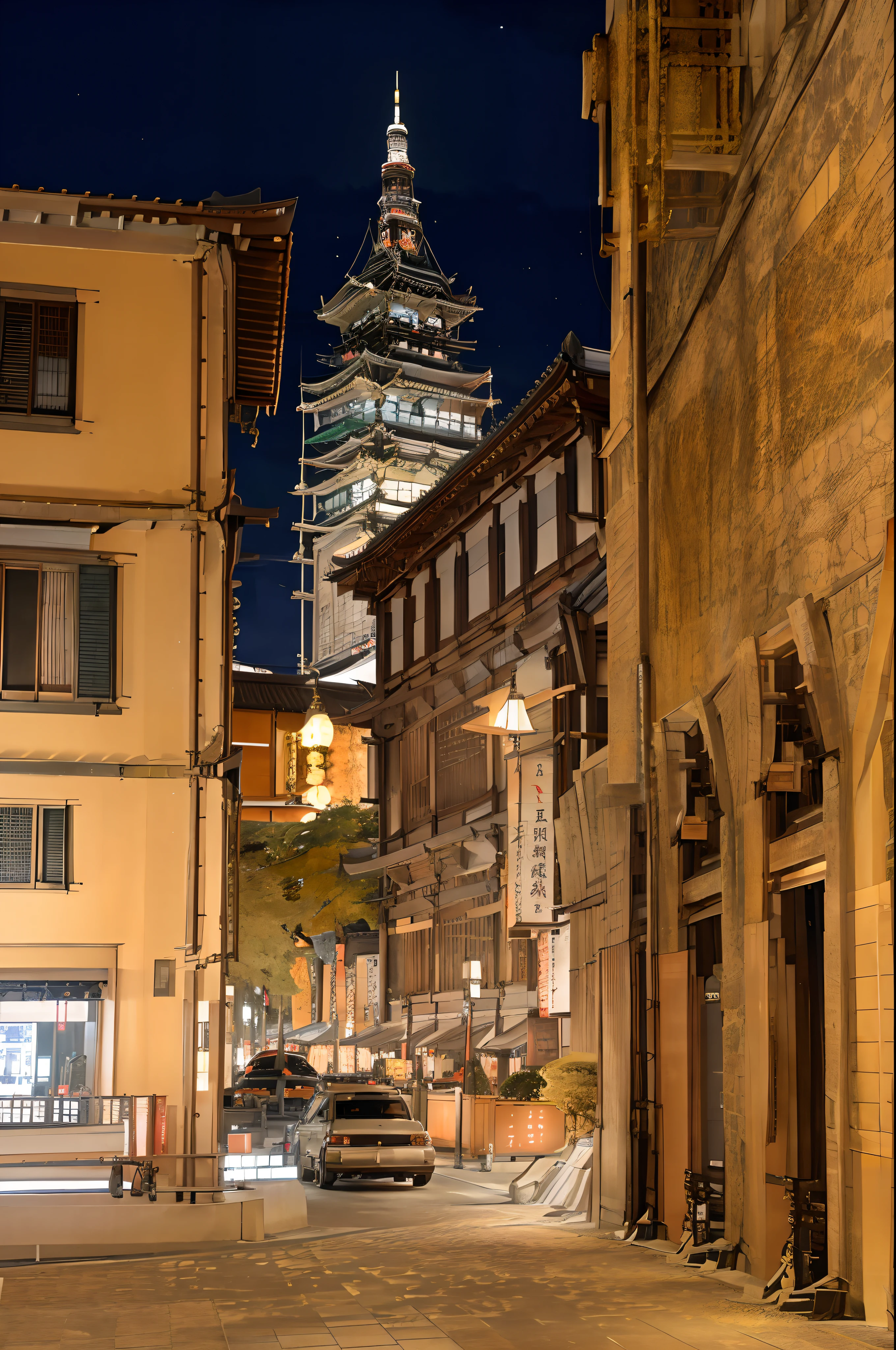 (masterpiece: 1.3), a photo the city center of Tokyo at night, with a lot of cars and pedestrians, tokyo tower, japan