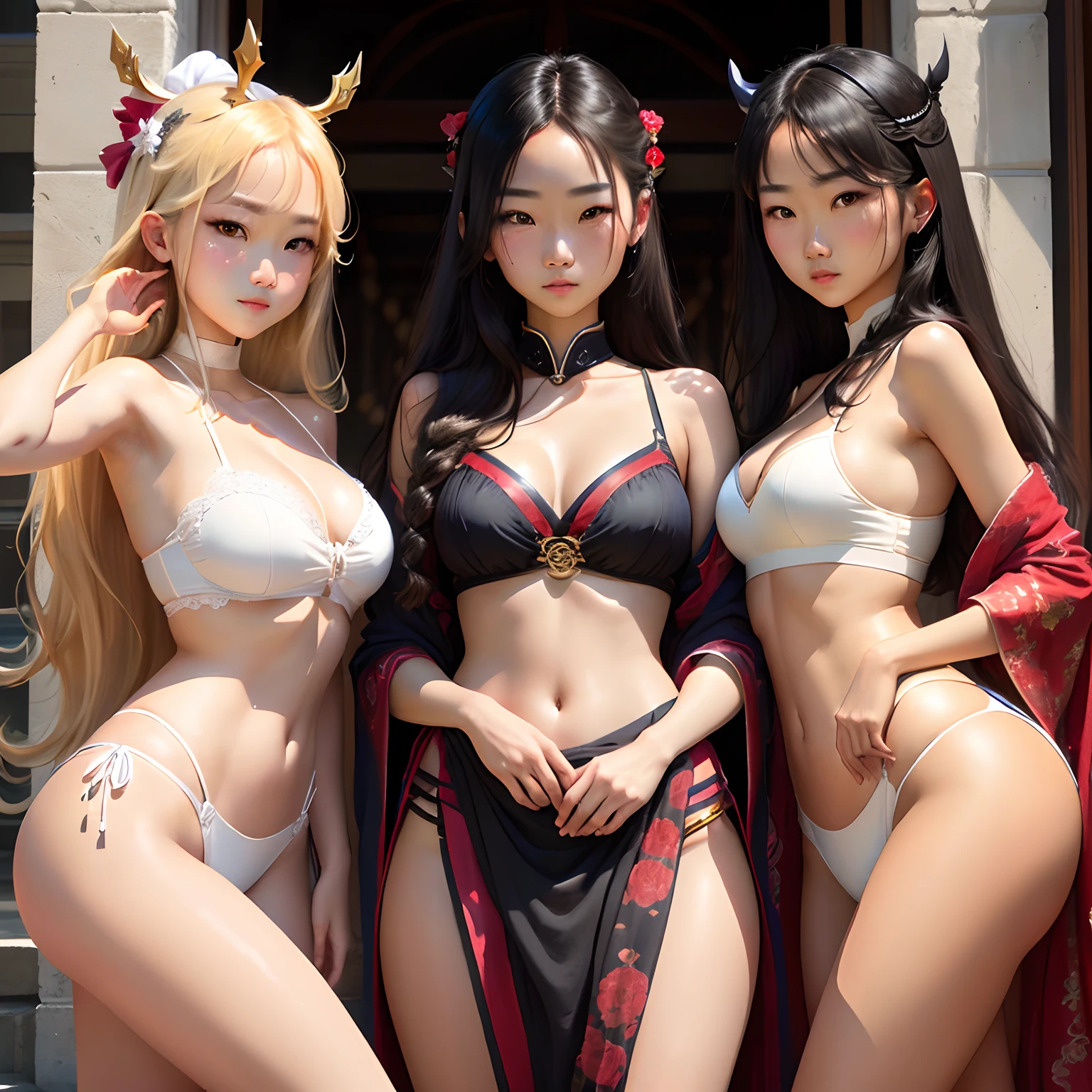 Caucasian ancestry,Asian facial features,Fair skin,largeeyes,Cute girls