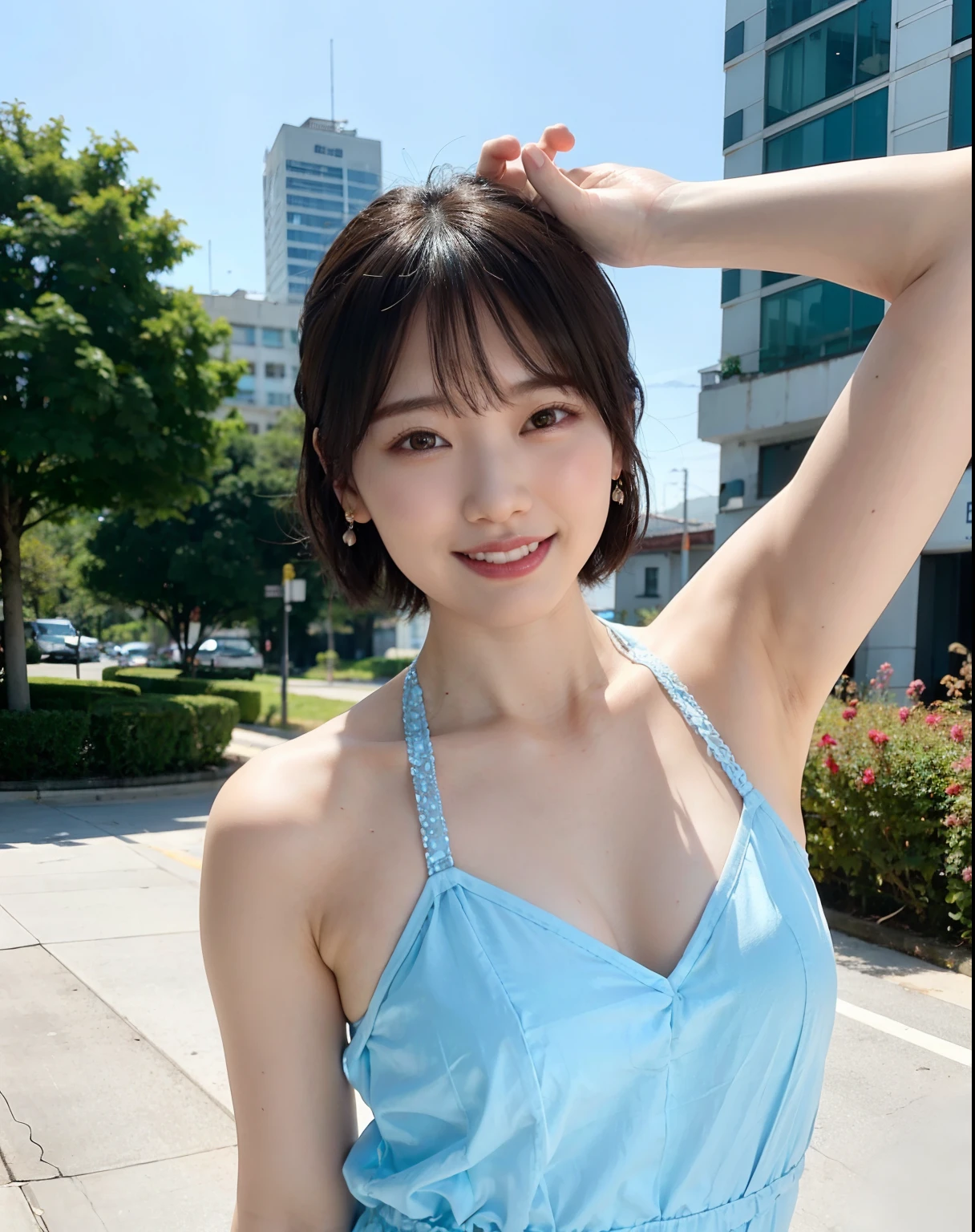 (masterpiece:1.4, best quality:1.1), (high resolution:1.3, 32k HDR:1.3), (photo realistic:1.4), professional lighting, physically-based rendering, extremely detailed eyes and face, eyes with beautiful details, Japanese idle (Japanese actress), slender, thin legs,(face_focus:1.3), (full body shot), (visible realistic tits and nipples under clothes:1.5), (she is weather news anchor:1.1, realistic weather news live on TV:1.6), (sheer shirt:1.5, mini skirt),