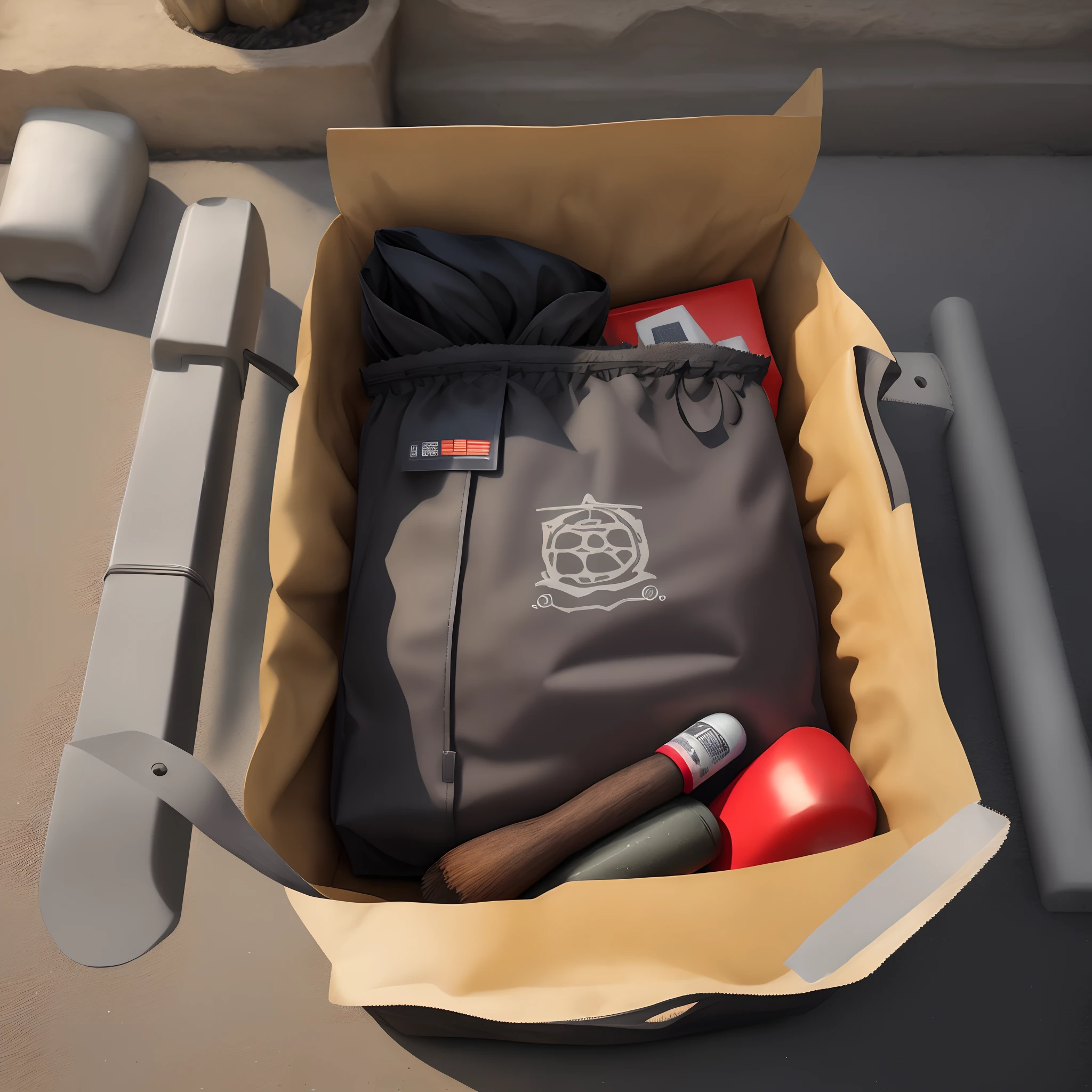 unlabeled charcoal bag