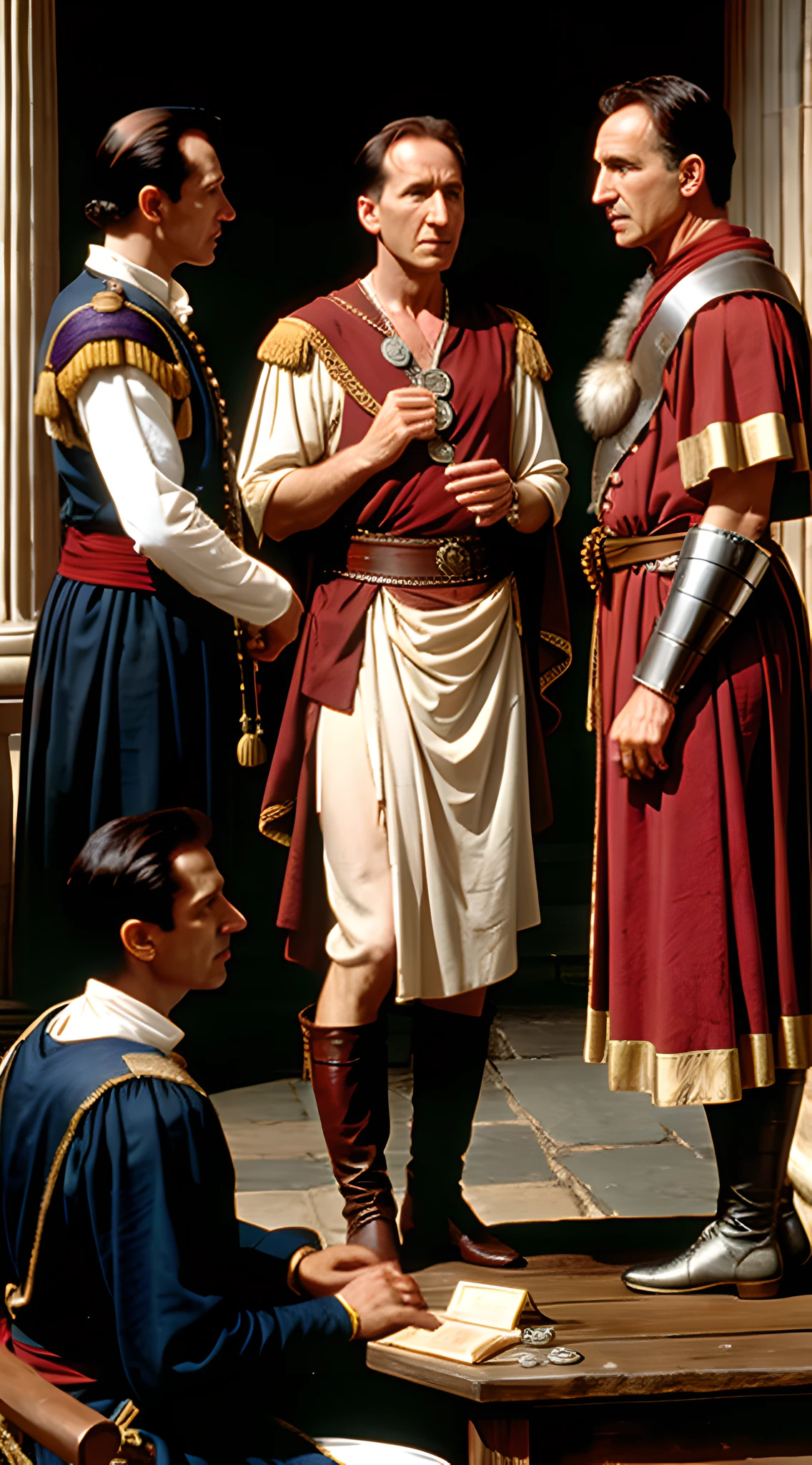 Julius caesar arguing with pirates about silver coin
