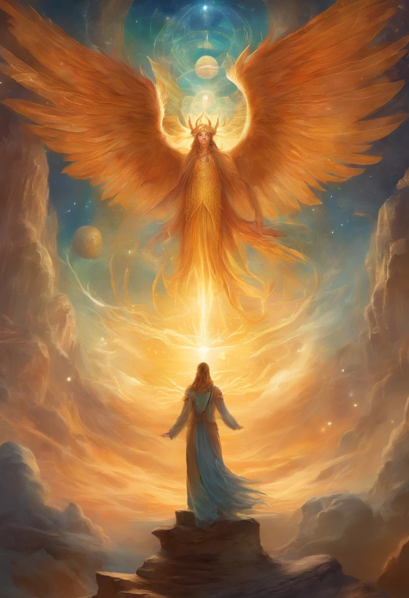 "Create an image for a tarot card titled 'The World' set in a fantasy world inspired by barbarian and sorcery themes. The scene features a triumphant and radiant figure, symbolizing completion and fulfillment, standing at the center of a grand, celestial circle. This figure is a powerful, regal hero or heroine, adorned in elaborate, ornate armor that shimmers with mystical symbols and vibrant colors.
The figure is surrounded by four mythical creatures—each representing an elemental force—forming a protective and harmonious circle around them. These creatures include a fierce dragon, a noble lion, a graceful phoenix, and a mighty sea serpent, each depicted with vivid, dynamic details. Behind the central figure, a magnificent portal opens to a realm of breathtaking beauty and boundless potential, with floating islands, radiant light, and expansive skies, symbolizing the achievement of a grand journey and the promise of new adventures. The atmosphere is celebratory and expansive, capturing the essence of wholeness, achievement, and the unity of all things. The style should be hyper-realistic, with detailed textures and a majestic, epic quality reminiscent of Frank Frazetta’s art, emphasizing the grandeur and fulfillment of the scene."