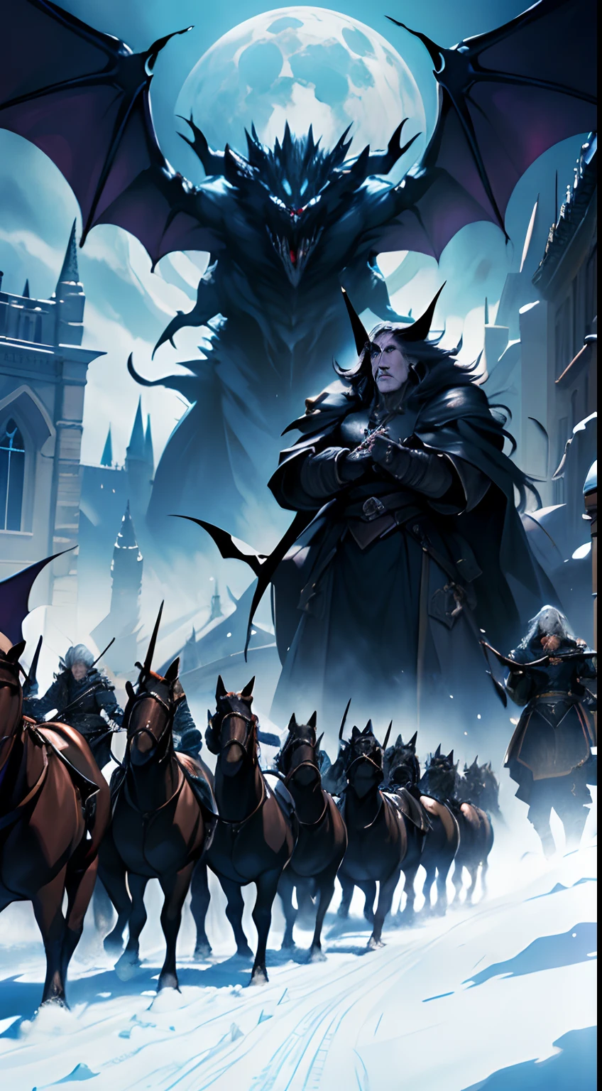 Castlevania Lord of the shadows hyper realistic super detailed Dynamic shot master piece scene cinématique scènes movie Epic Legendary of Lord Dracula leading troops army of demons to battle War hyper realistic super detailed
