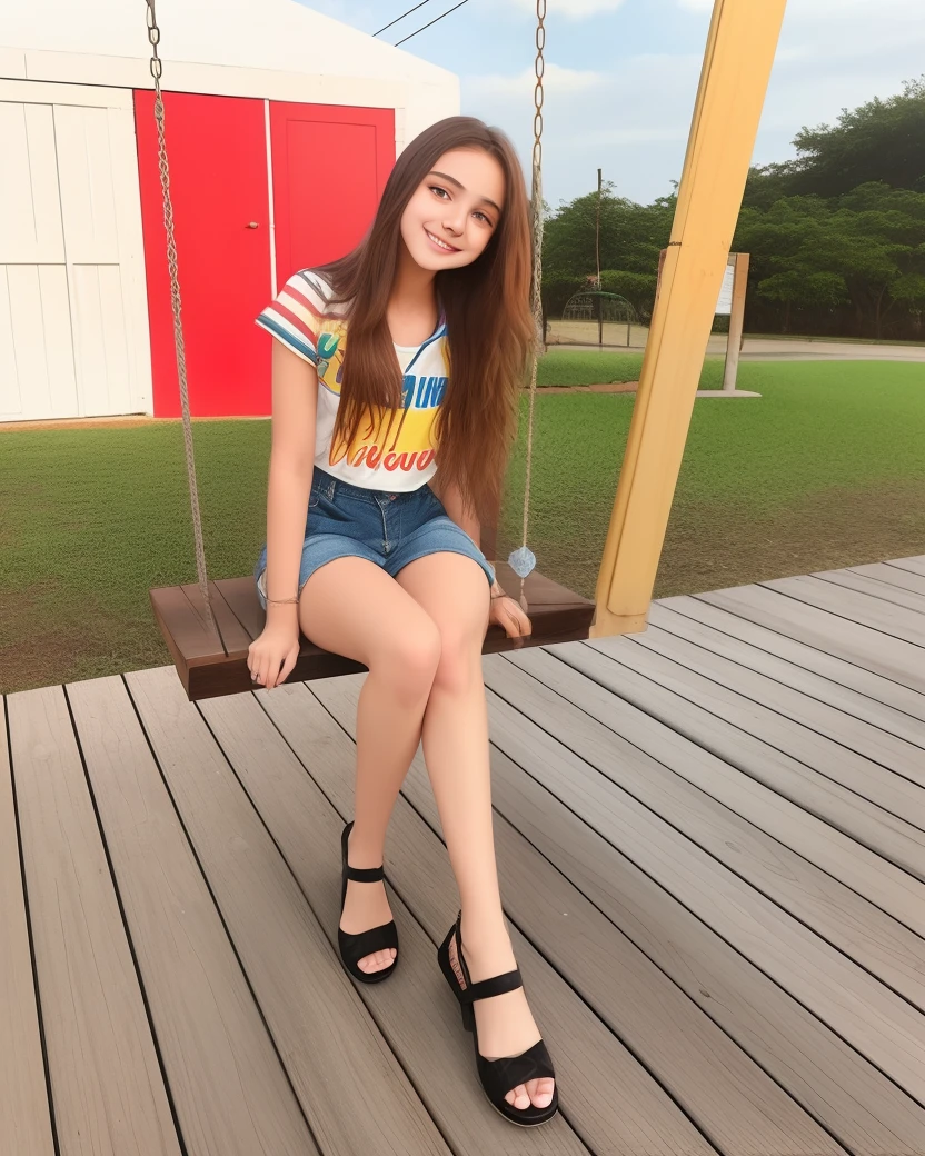 Arafed woman sitting on a swing in a park, 19-year-old girl, jovem e bonito, jovem adolescente, Anna Nikonova aka Newmilky, ela tem cerca de 1 6 anos de idade, menina bonito, 18 anos, good young girl, menina adole, bonito e sorridente, bonito muito jovem, Taran Dasha