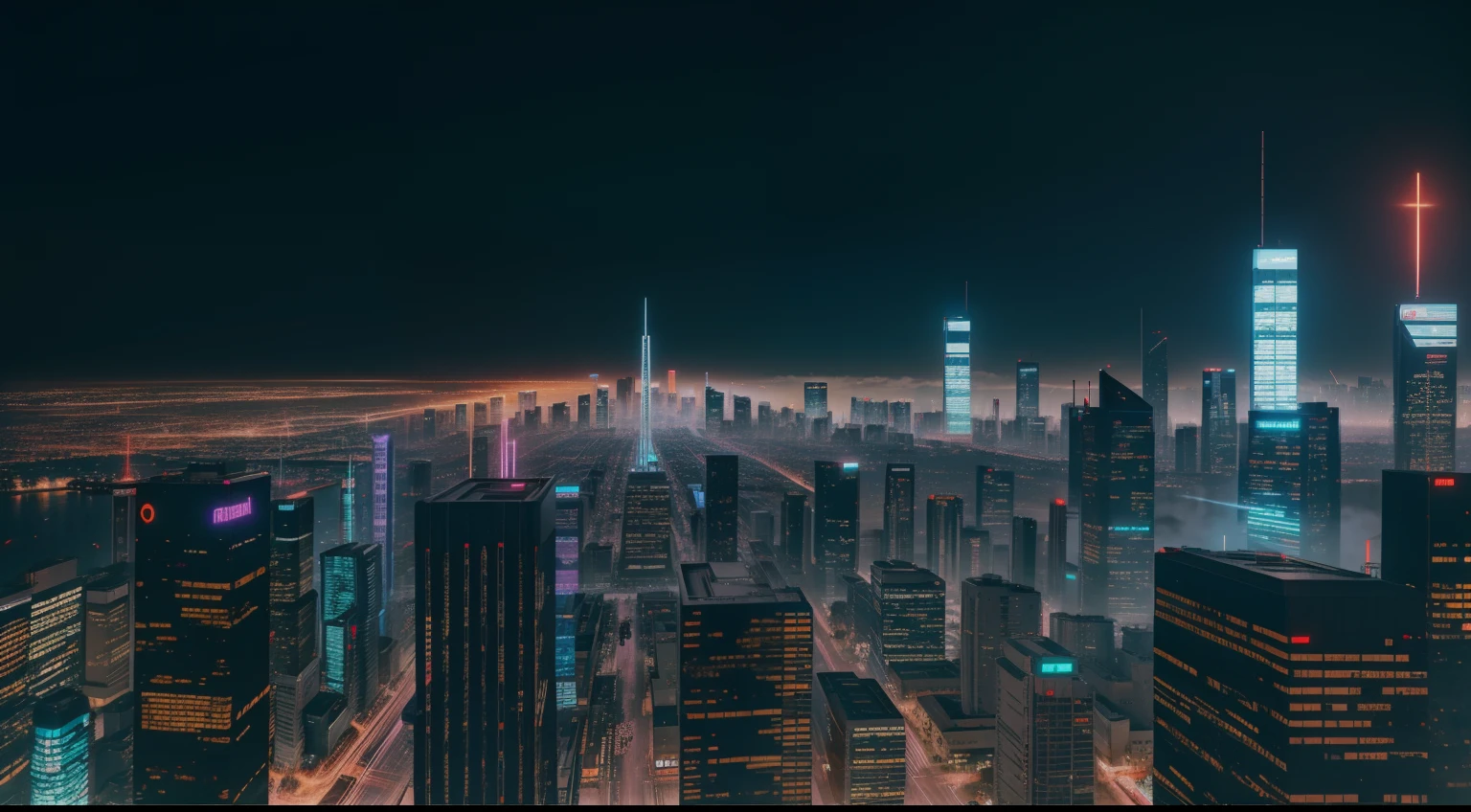 cyberpunk city, realistic skyline, cyber urban fantasy, vibrant, photorealistic, realistic, dramatic, dark, sharp focus, 8k
