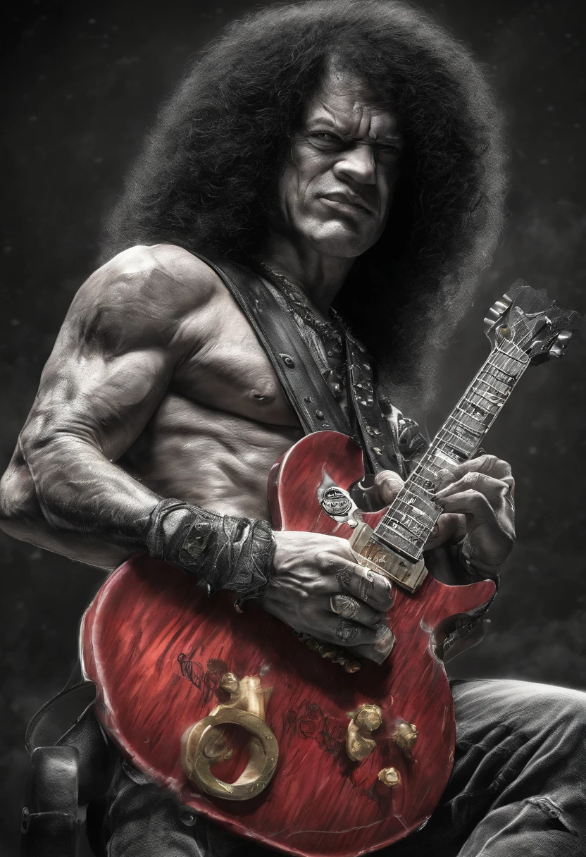 Caricatura, slash tocando guitarra.