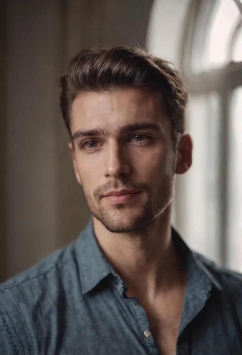 homem que sirva de modelo com camisa estampada