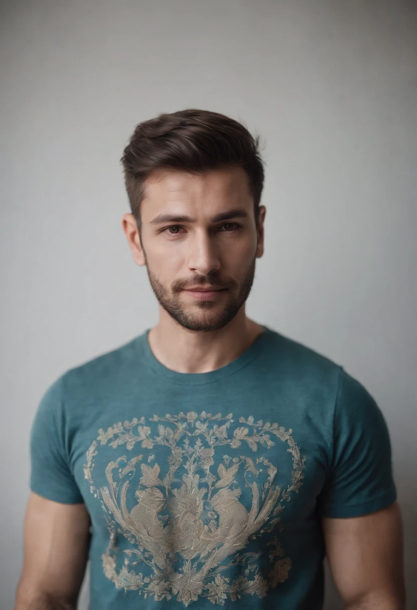 homem que sirva de modelo com camiseta estampada silk screen